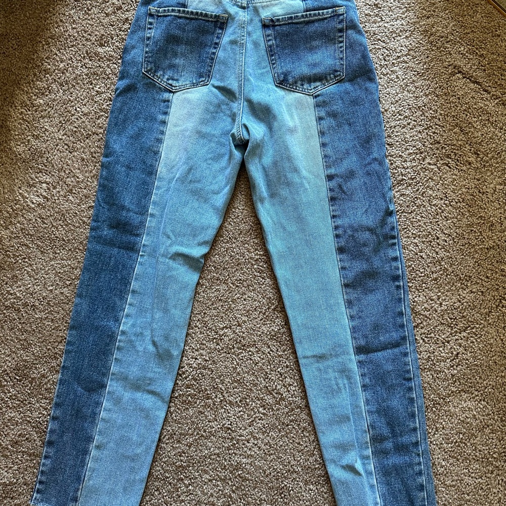 PacSun High Rise Blue Jeans with Color-Block Design - Picture 3 of 5